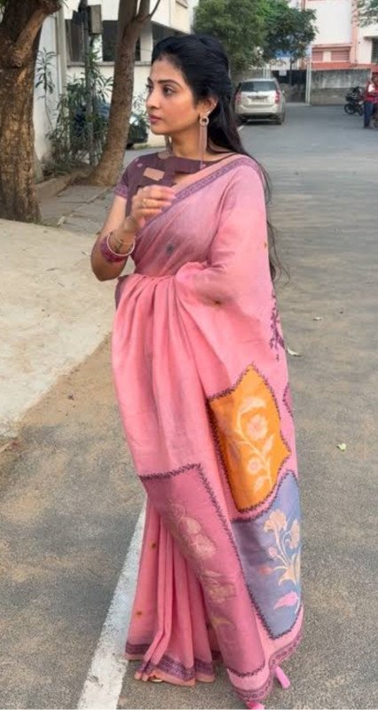 Linen cotton saree